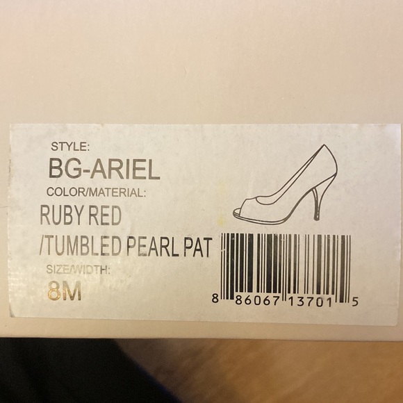 Ruby red, Peep toe stiletto pumps - Picture 7 of 7